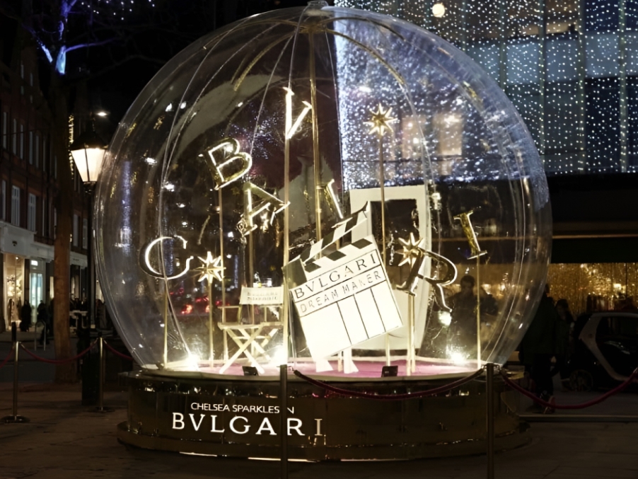 Cover image of the Bulgari snowglobe project showing the Bulgari's installation